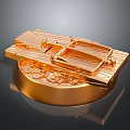 Golden Household Mousetrap With Wooden Plate And Metal Spring Mechanism Displayed On Base