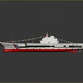 Modern Aircraft Carrier With Flight Deck Island Superstructure Flags And Fighter Jets