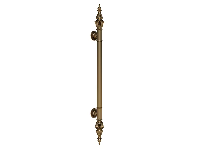 Ornate Brass Classical Style Door Handle with Decorative Ends and Long Bar Design 3d model
