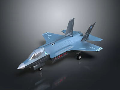 Gray Modern Stealth Fighter Jet Model With Sleek Design And Landing Gear 3d model