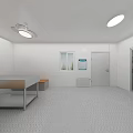 Compact Industrial Equipment Setup in Narrow Space with Sink Mirror Refrigerator and Checkerboard Floor Tiles