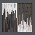 Modern Decorative Room Divider with Geometric Vertical Strips Two Tone White Dark Brown Design