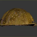 Cartoon Scene With Yellow Turtle Shell Featuring Carved Patterns And Red Bottom Protrusions