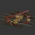 Wooden Truck Model Display With Saw Hammer And Wooden Blocks On Planks