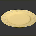 Golden Decorative Plate With Intricate Edge Patterns And Spiral Center Design