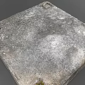 Square Worn Stone Block With Rough Surface And Metal Corner Fasteners On Gray Background 3d model