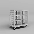 White Metal Grid Decorative Display Cart With Multi Shelf And Wheels For Ornament Arrangement