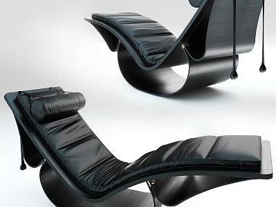 Modern Black Leather Lounge Chair With Curved Frame And Sleek Design 3d model