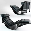 Modern Black Leather Lounge Chair With Curved Frame And Sleek Design