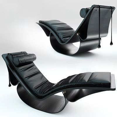 Modern Black Leather Lounge Chair With Curved Frame And Sleek Design 3d model