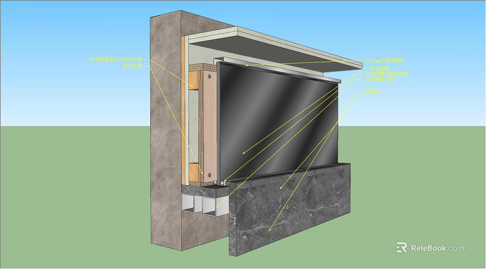 Hardware Tools For Building Structure Installation With Metal Components And Stone Layers 3d model