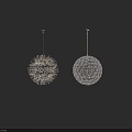 Two Modern Spherical Crystal Chandeliers Hanging With Illuminated Petal And Intricate Patterns
