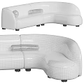 Modern Curved Light Gray Sofa With Plush Fabric And Black Legs