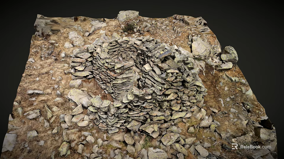 Scenic Rugged Landscape Showcasing Ancient Stone Structure in Natural Rocky Setting 3d model 