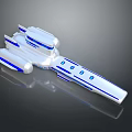 Futuristic 3D White And Blue Cosmic Spaceship Model For Interstellar Exploration Missions