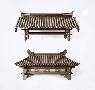 Chinese-style eaves door head 3d model