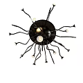 Modern Black Metal Wall Lamp With Curved Arms And Multiple Illuminating Lights