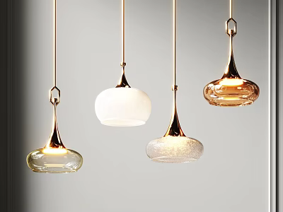 Elegant Modern Pendant Lights With Glass Shades And Metal Bases In Contemporary Design 3d model