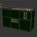 Green Container Building With Solar Panels On Roof And Small Windows