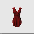 Stylish Red Sleeveless V Neck Dress With Fitted Waist And A Line Skirt