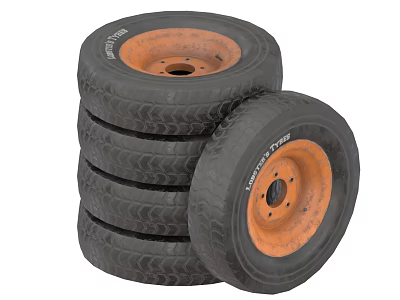 SUNFLEX LAWN STAR Stacked Black Tires With Orange Rims And Treaded Surface Design 3d model