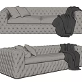Modern double sofa multiplayer sofa 3d model