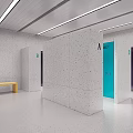 Modern Locker Corridor With Gray Turquoise Cabinets Red Numbers And Wooden Benches