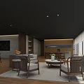 Modern Spacious Office Interior Design With Sofas Chairs Coffee Tables And Large Windows 3d model