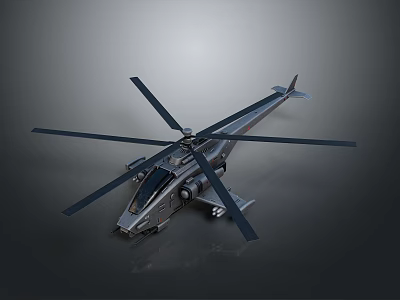 Futuristic Military Helicopter 3D Model With Rotor And Streamlined Design 3d model