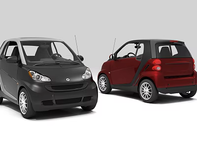 Black And Red Compact Small Cars Front And Rear View Design 3d model