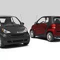Black And Red Compact Small Cars Front And Rear View Design