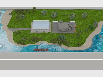 Serene Garden Landscape Design With Lush Greenery Water Features And Trees 3d model