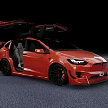 Red Sports Car With Open Scissor Doors And Black Alloy Wheels