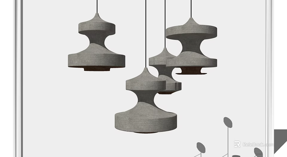 Modern Minimalist Concrete Pendant Lights With Geometric Design For Interior Spaces 3d model 