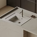 Modern Bathroom Washbasin with Light Gray Stone Countertop Metallic Faucet and Small Cups