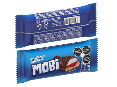 Tasty McVitie's Mobi Chocolate Cream Filled Sandwich Cookies In Blue Packaging 3d model