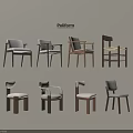 Poliform Various Style Dining Chairs With Wooden Frames And Upholstered Seats