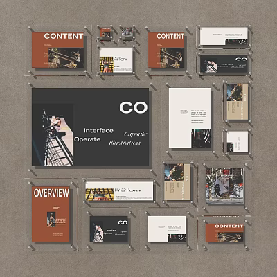 Creative Corporate Design Photo Wall Featuring Interface Catalogue Illustration Content And Overview 3d model