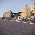 Traditional Entrance Gate Design With Wooden Grilles Stone Steps And Surrounding Trees