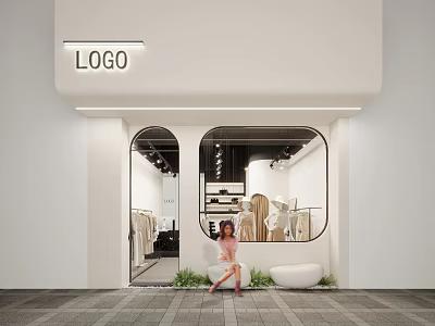 Modern Door Head Clothing Store Door Head 3d model