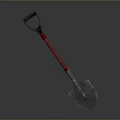 Industrial Shovel With Black Handle Red Grip And Heavy Duty Metal Blade