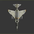 Detailed Navy Fighter Jet Model Featuring Gray White Yellow Blue Markings Cockpit And Missiles