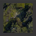Landscape Design With 3D Terrain Green Vegetation Mountain Hills And Natural Water Elements