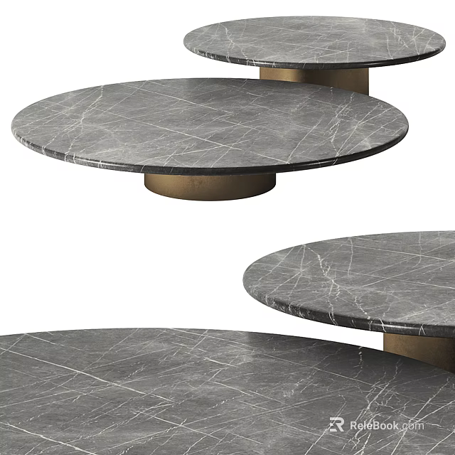 Modern Round Coffee Table With Marble Top And Gold Base Design 3d model