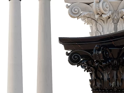 Classical Architectural Components With White Columns And Black Decorative Volute Details 3d model