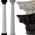 Classical Architectural Components With White Columns And Black Decorative Volute Details
