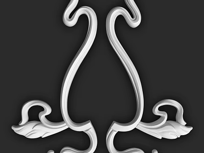 Elegant Ornate Decorative Component With Curved Scroll Design And Leaf Accents 3d model