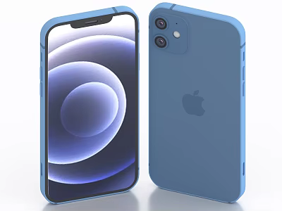Blue iPhone Design Featuring Front Screen Display And Back Camera With Apple Logo 3d model