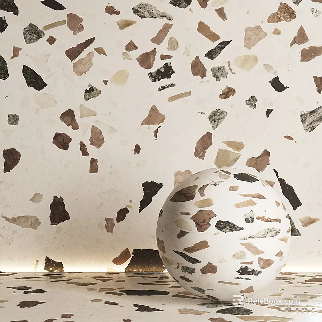 Multicolored Terrazzo Floor Tiles With Mixed Color Chips For Modern Interior Design 3d model 