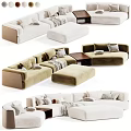 Modern Cozy Fabric Double Sofa Set With Ottoman And Stylish Throw Pillows For Living Room